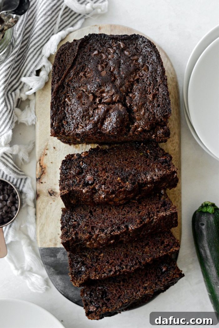 Fudgy Double Chocolate Zucchini Bread 19 Cooled Chocolate Chocolate Chip Zucchini Bread