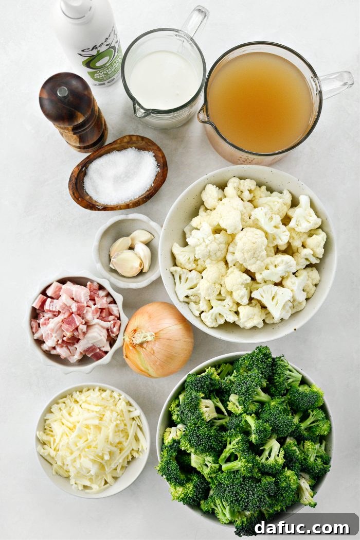 Ingredients for Roasted Broccoli Cauliflower Soup