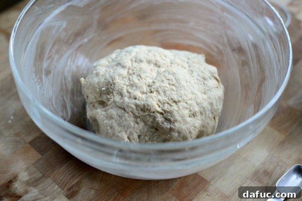 Pillowy Naan Perfection at Home 20 Ball of naan dough placed inside a buttered bowl, ready for its first rise.