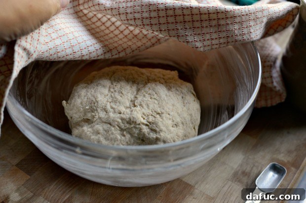 Pillowy Naan Perfection at Home 21 Naan dough covered with a kitchen towel, proofing in a warm spot.