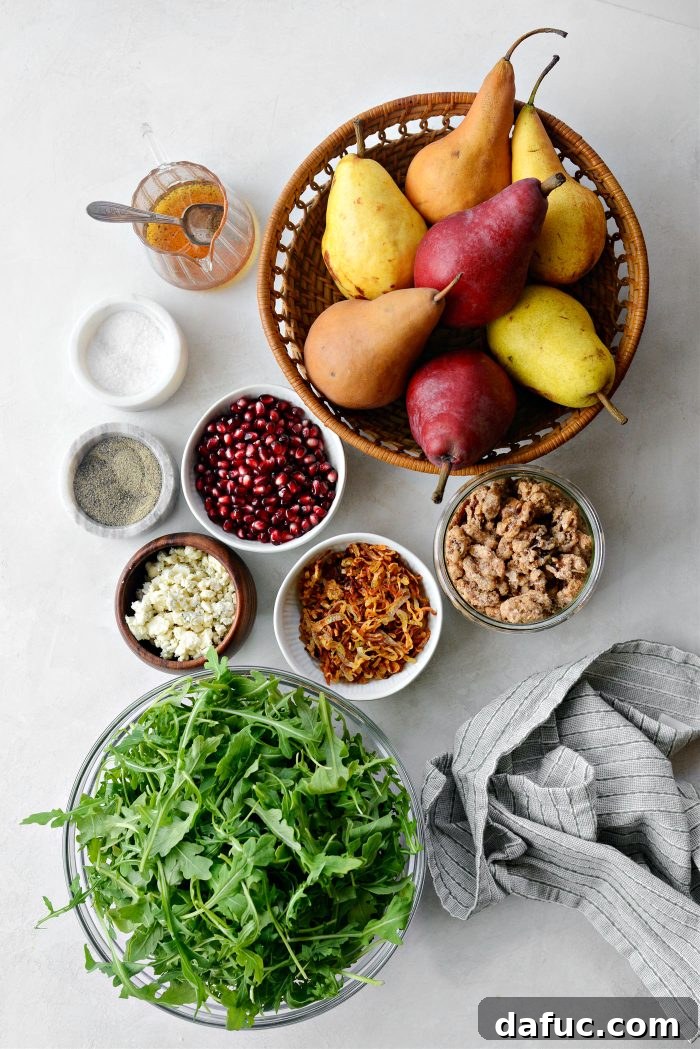Golden Pear Walnut Medley 5 ingredients for Pear and Walnut Salad