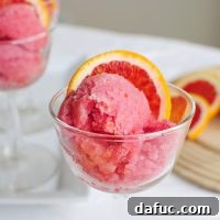Blood Orange Honey Sorbet ready to serve