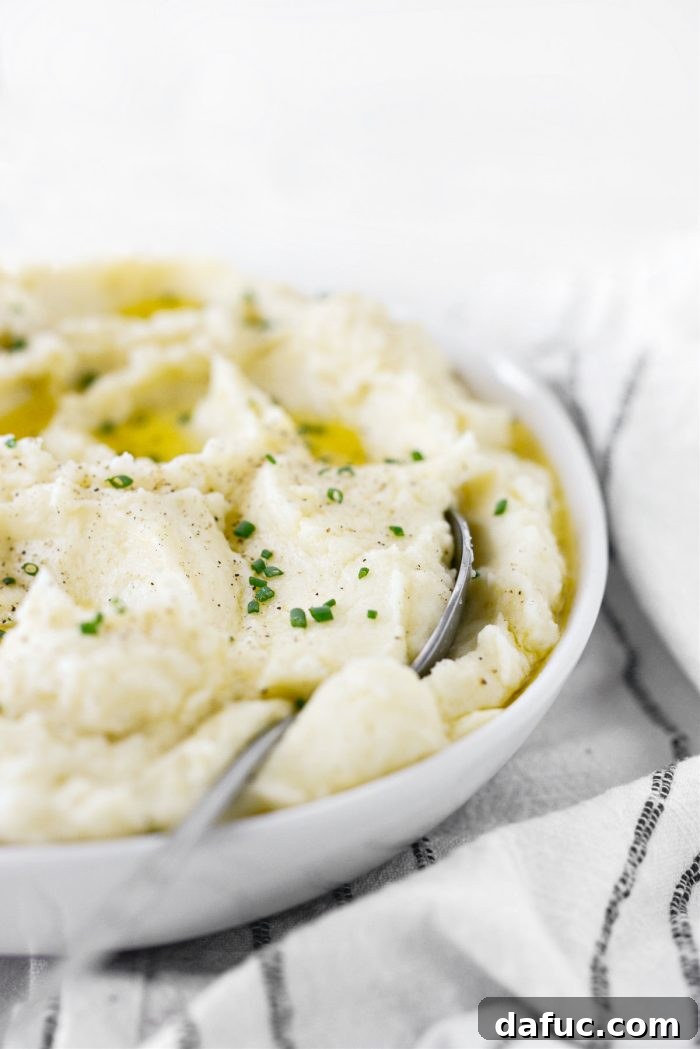 Heirloom Mashed Potatoes 3 Creamy Mashed Potatoes Recipe - close-up of smooth, fluffy mashed potatoes