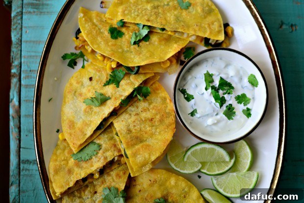 Corn Poblano Quesadillas l SimplyScratch.com