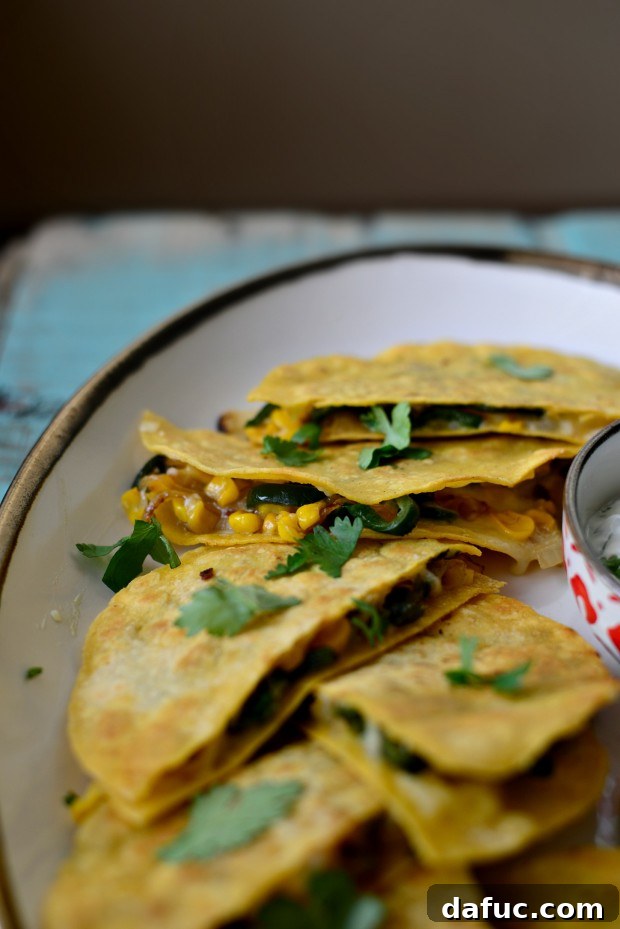 Corn Poblano Quesadillas l SimplyScratch.com