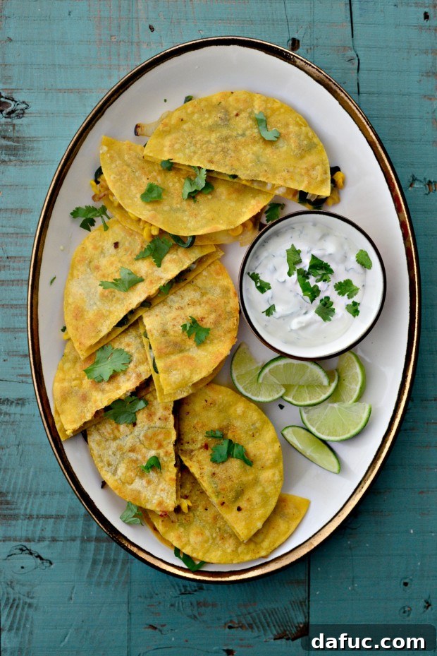 Corn Poblano Quesadillas l SimplyScratch.com