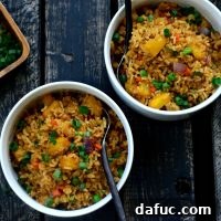 Spicy Ginger Pineapple Fried Rice in a serving bowl