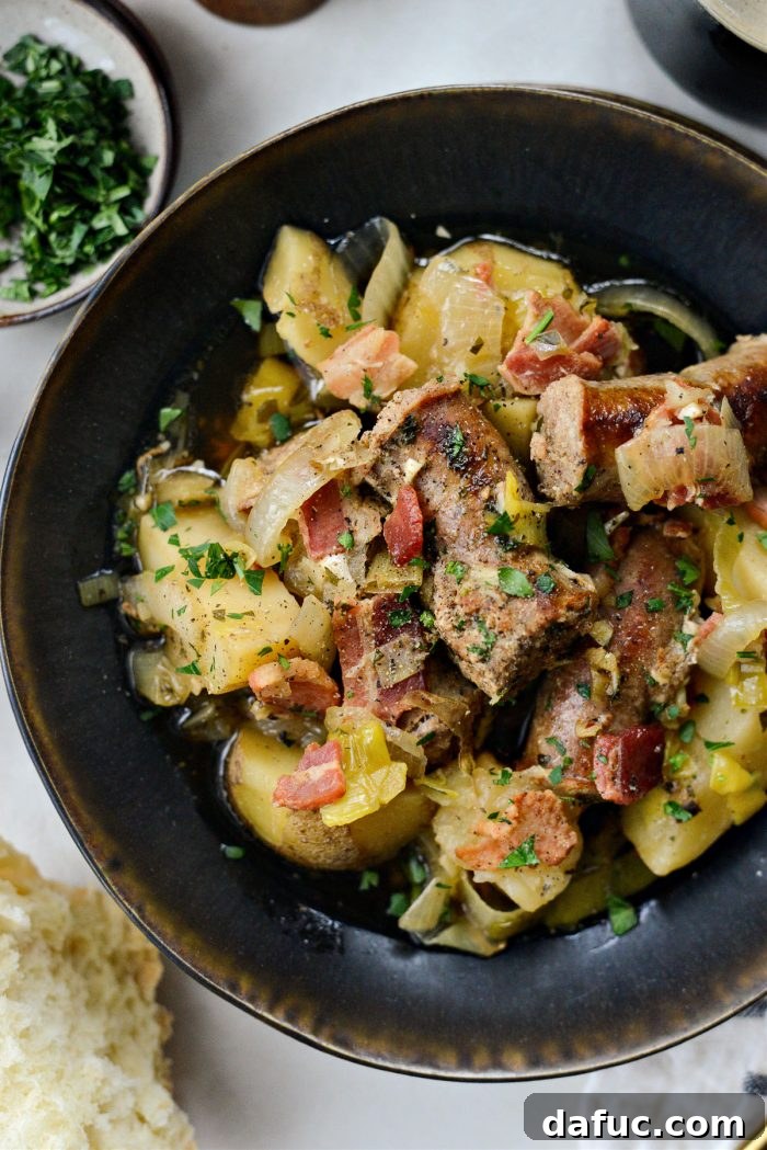 Dublin's Hearty Comfort Coddle 2 Dublin Coddle, a hearty Irish one-pot comfort food with potatoes, sausage, bacon, and onions.
