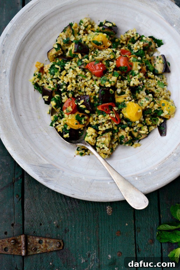 Vibrant Roasted Freekeh Salad with Zesty Lemon Mint Vinaigrette 2 Roasted Vegetable Freekeh Salad + Lemon Mint Vinaigrette l SimplyScratch.com (21)