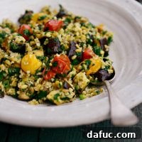 Vibrant Roasted Freekeh Salad with Zesty Lemon Mint Vinaigrette 5 Roasted Vegetable Freekeh Salad + Lemon Mint Vinaigrette