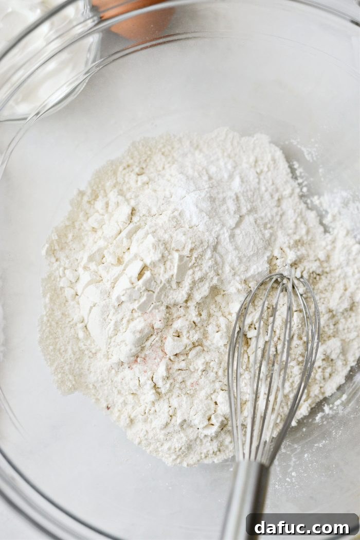 Whisking dry ingredients for muffin batter