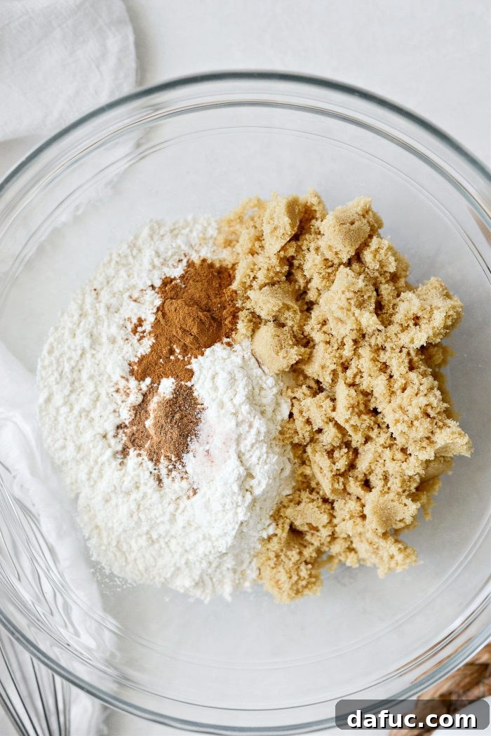 Streusel ingredients in a bowl, ready to be mixed