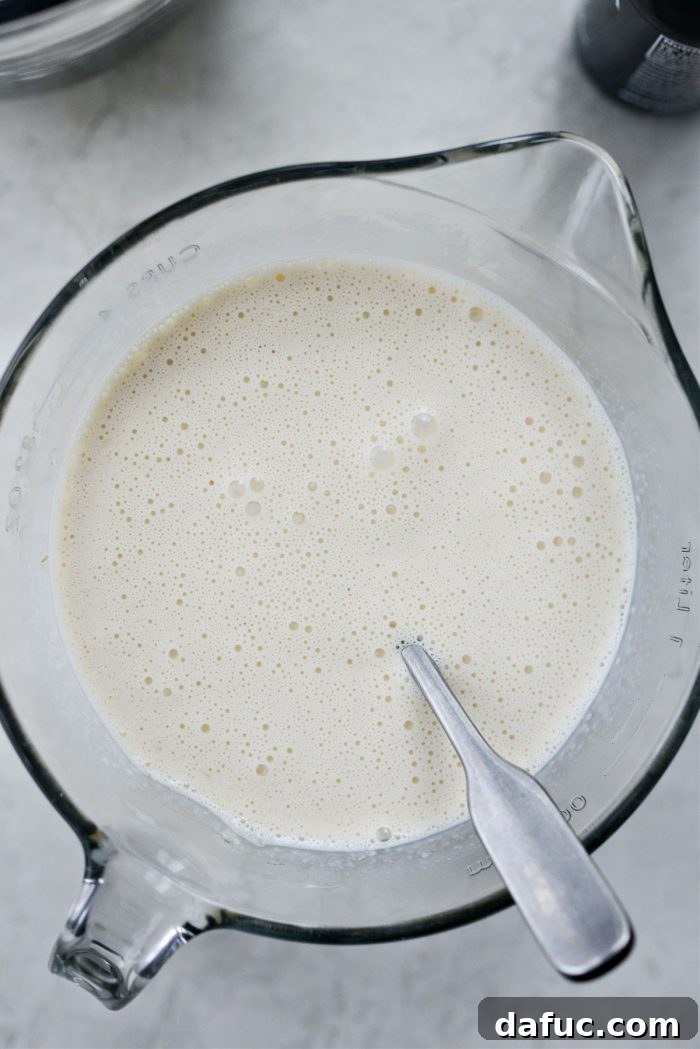 Wet ingredients stirred to combine again