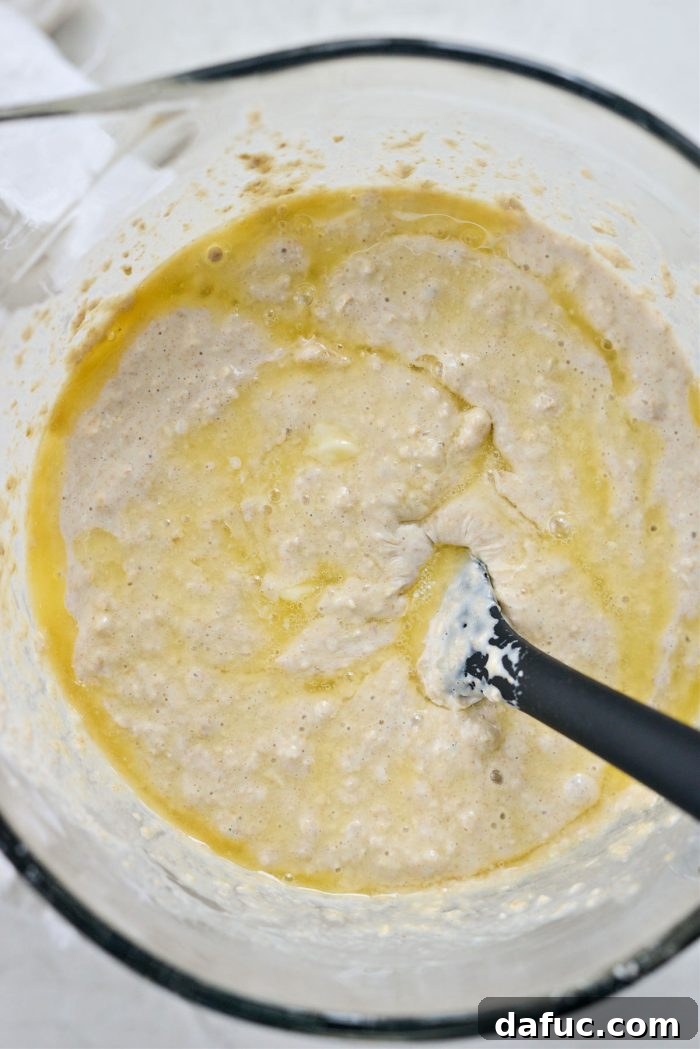 Adding melted butter to pancake batter