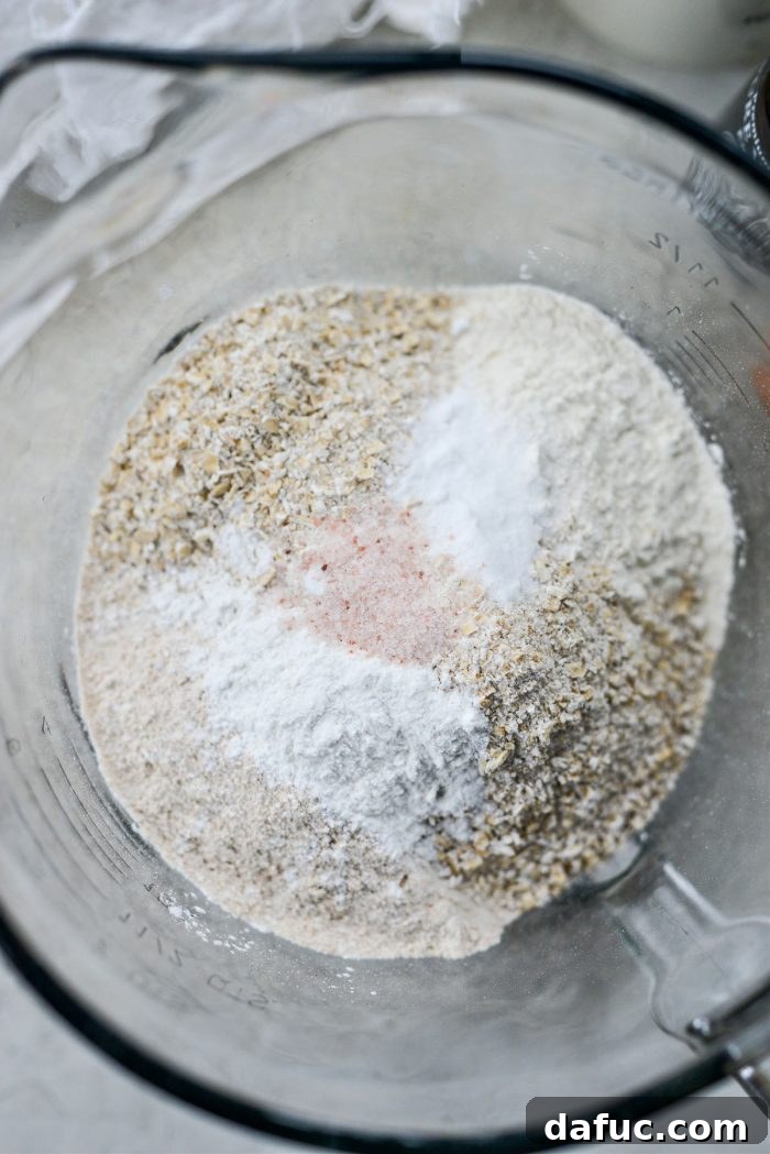 All dry ingredients in a large mixing bowl