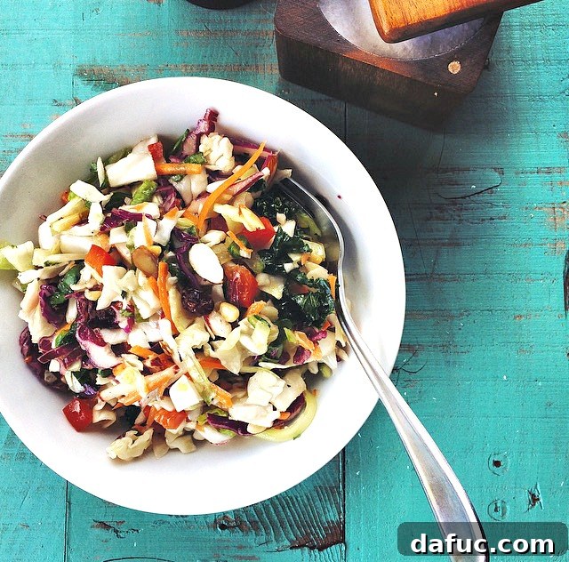 Served bowl of Rainbow Crunch Salad.