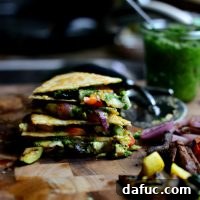 Grilled Vegetable Spinach Pesto Quesadillas