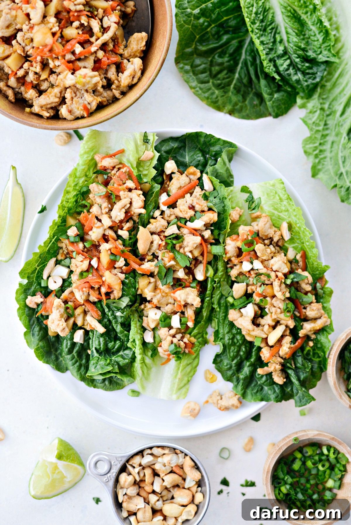 Vibrant Ginger Cashew Lettuce Wraps 14 Ginger Cashew Turkey Lettuce Wraps presented beautifully on a platter
