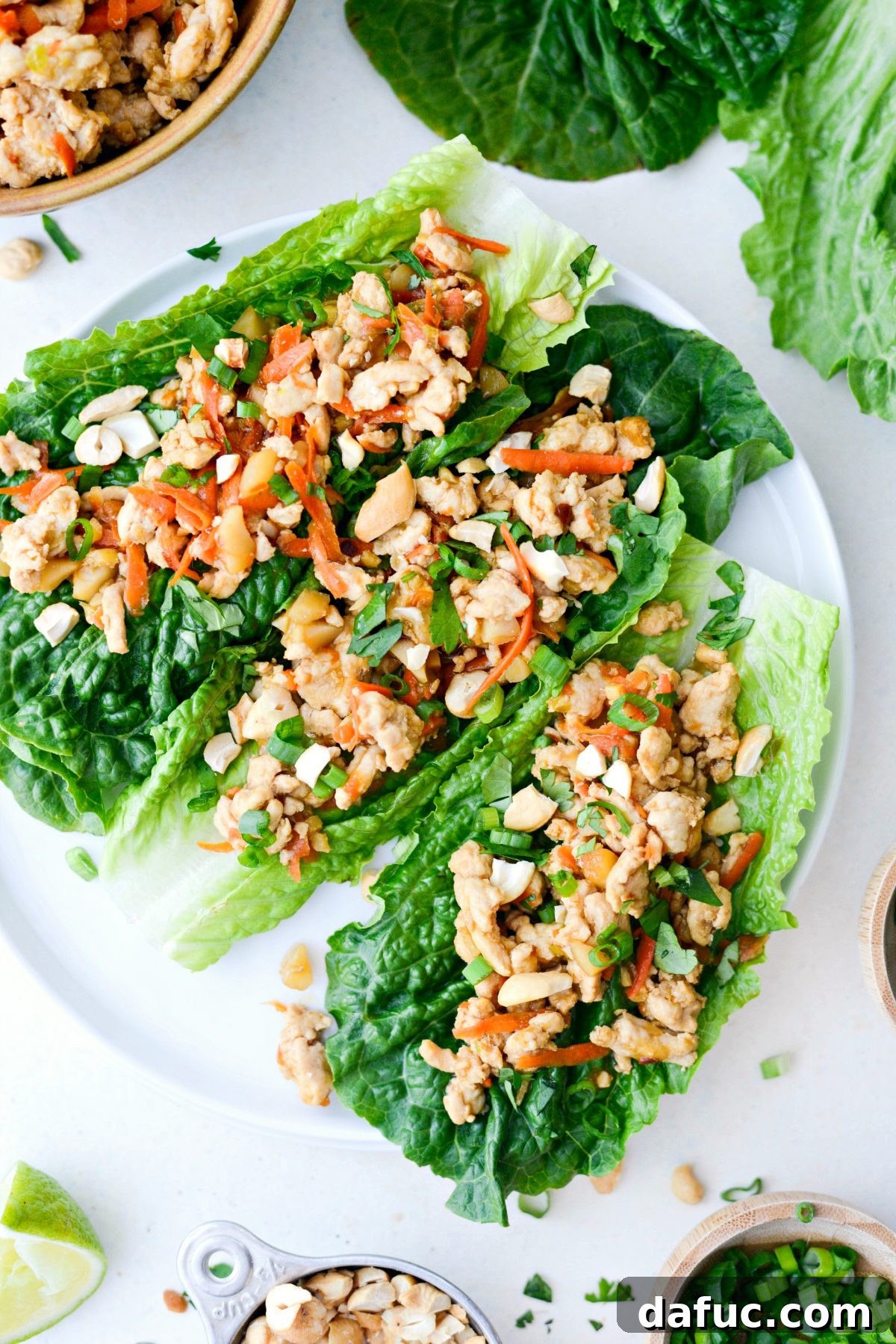 Vibrant Ginger Cashew Lettuce Wraps 17 A close-up shot of the savory Ginger Cashew Turkey Lettuce Wraps filling