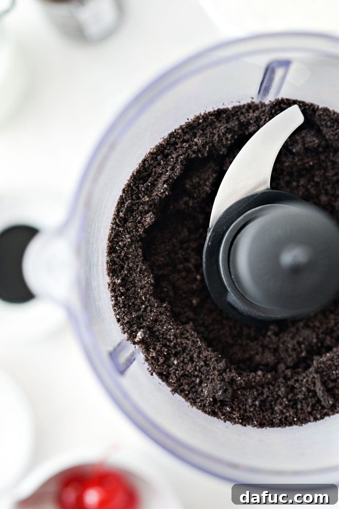 Finely crushed chocolate cookie crumbs