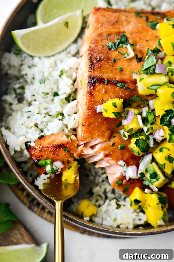 Honey Glazed Salmon with Mango Salsa - Final Dish