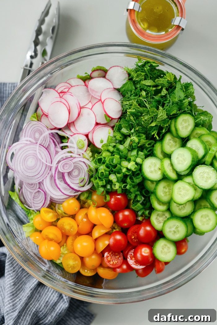 Levantine Garden Crunch 8 Prepped Salad Ingredients in Bowl