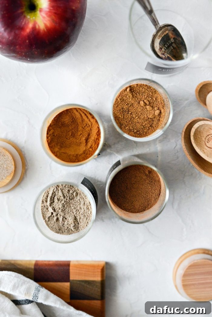 Handcrafted Apple Pie Spice Mix 4 Ingredients for Apple Pie Spice laid out