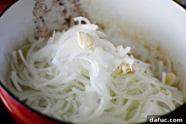 Cooking onions and garlic in bacon grease