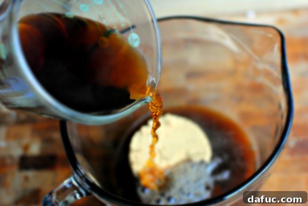 Adding strong coffee
