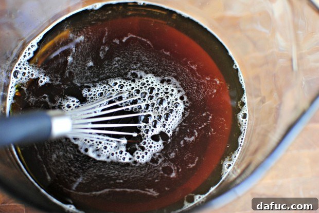 Whisking the liquid ingredients