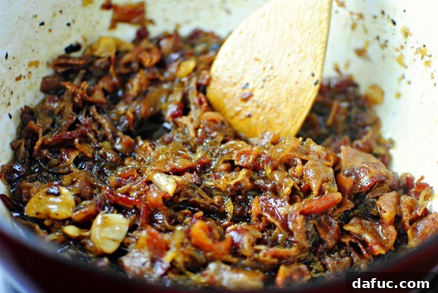 Reduced bacon jam in pot