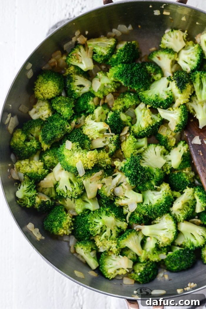 Cozy Broccoli Bake 11 Tender yet firm cooked broccoli with onions and garlic