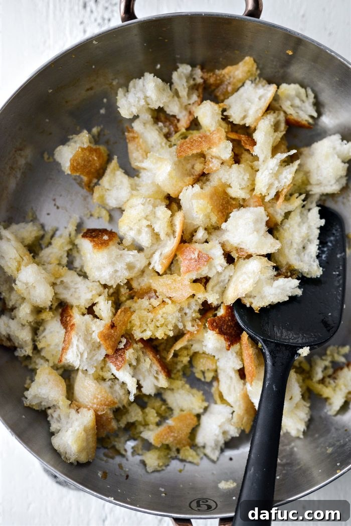 Cozy Broccoli Bake 18 Lightly pan-toasted torn sourdough bread