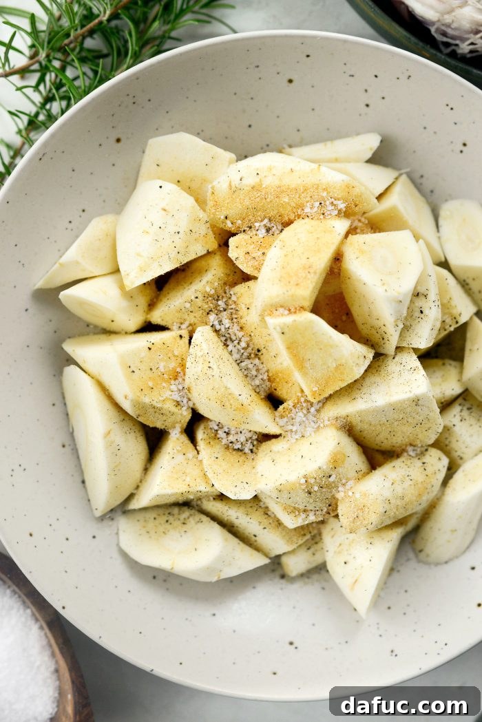 parsnips, oil, spices