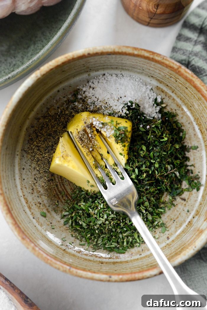 butter, herbs and spices