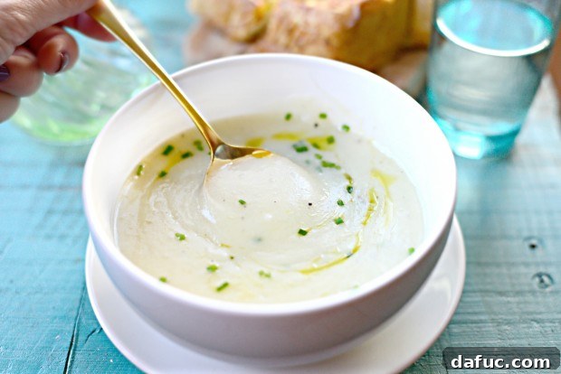 Garnished Roasted Garlic Potato Soup