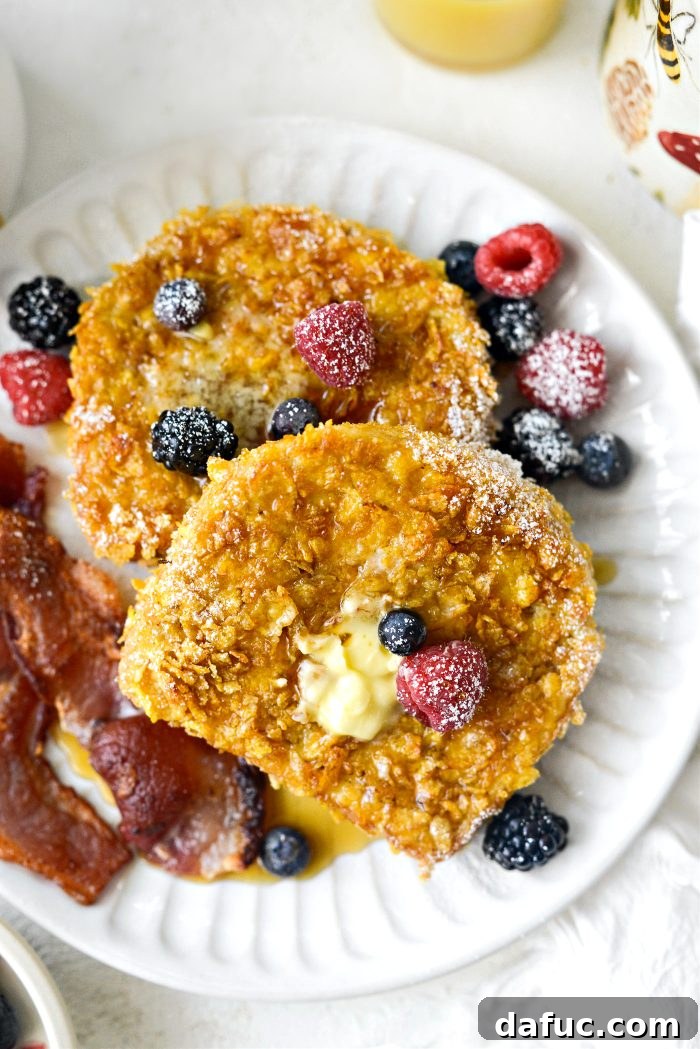 Crunchy Cornflake French Toast 2 Cornflake Crusted French Toast - A deliciously crispy breakfast treat