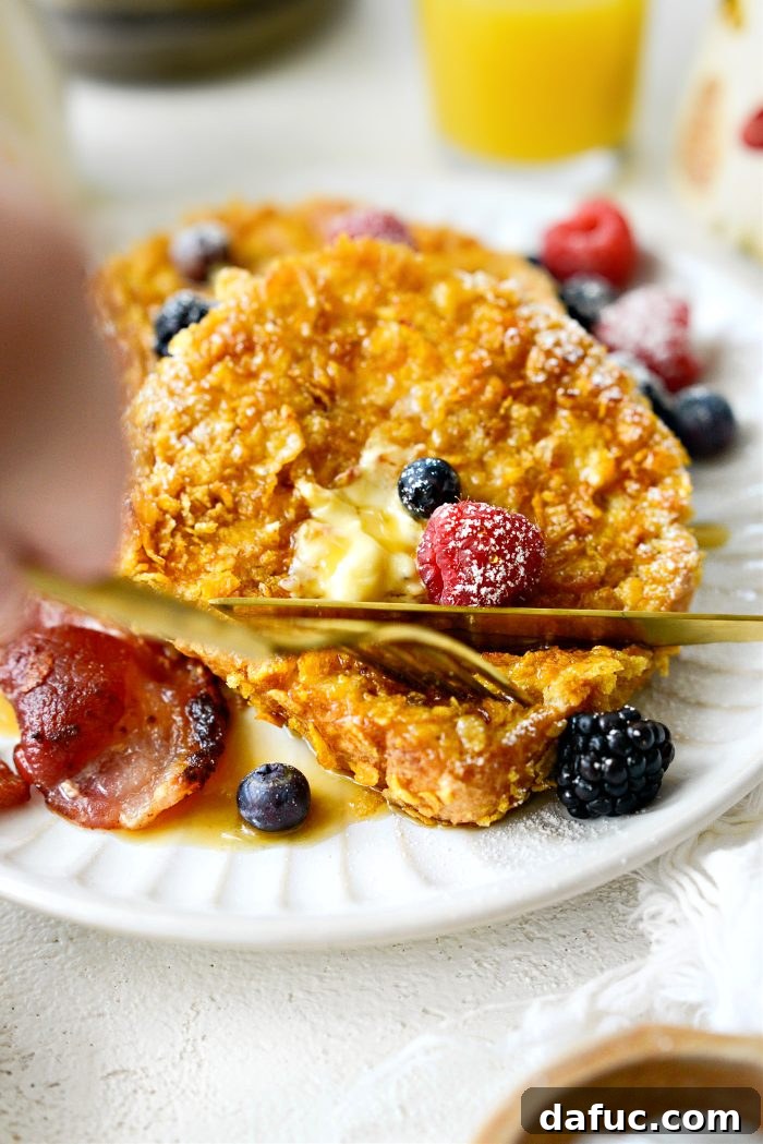Crunchy Cornflake French Toast 17 Deliciously golden Cornflake Crusted French Toast ready to eat