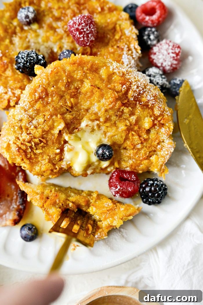 Crunchy Cornflake French Toast 18 A final close-up of Cornflake Crusted French Toast, highlighting its crispy texture
