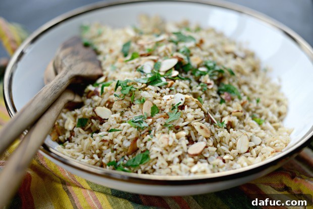 Fragrant Almond Basmati Pilaf 2 Garlicky Toasted Almond Basmati Rice: Aromatic rice with crunchy almonds