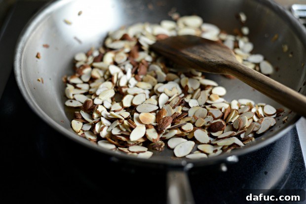 Fragrant Almond Basmati Pilaf 14 Toasted sliced almonds removed from heat