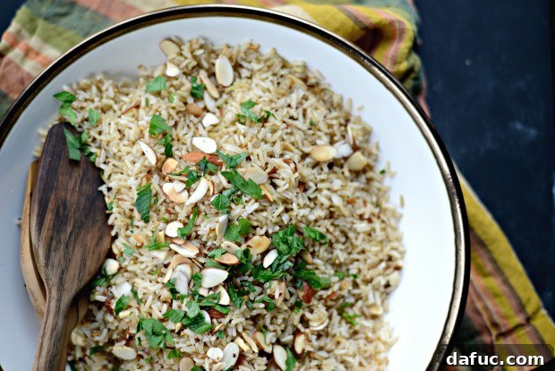Fragrant Almond Basmati Pilaf 22 Delicious Garlicky Toasted Almond Basmati Rice ready to serve