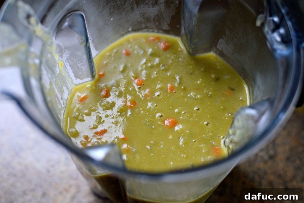 Approximately 4 to 5 cups of soup in the blender