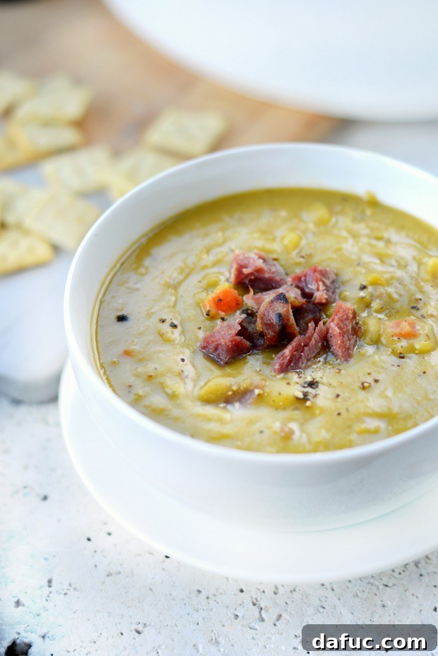 Split Pea Soup in a bowl, perfect for a cozy meal