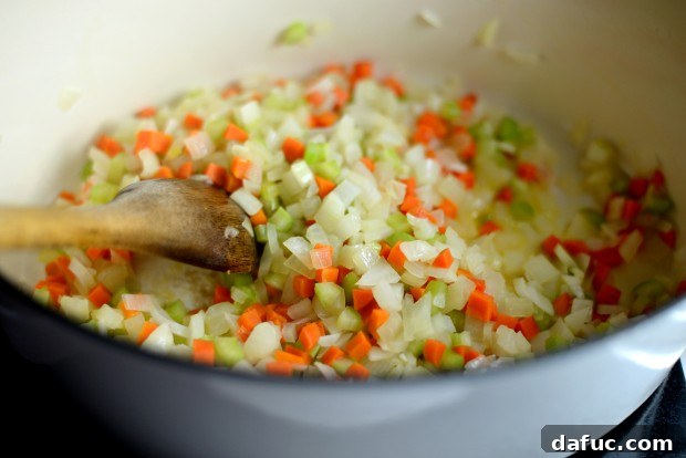 Diced onion, carrots, and celery for Split Pea Soup base