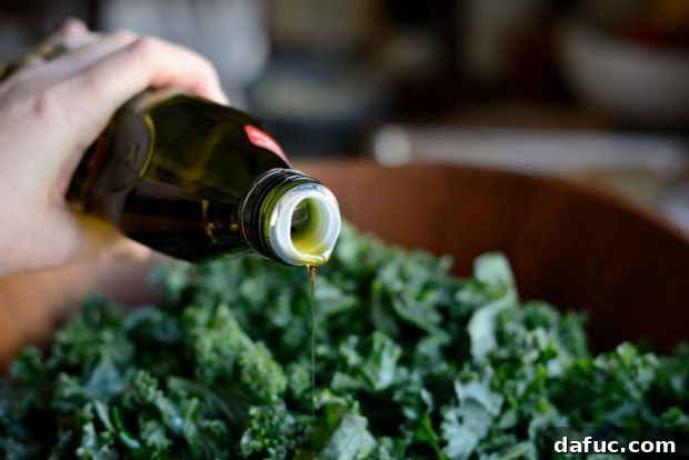 Massaging Kale with Lemon Juice and Olive Oil