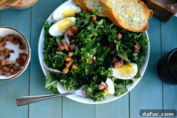 Final Presentation of Kale and Pancetta Salad