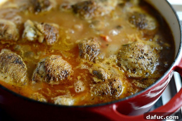 Slow-Simmered Chicken Stew 23 Steam rising from the perfectly braised chicken stew