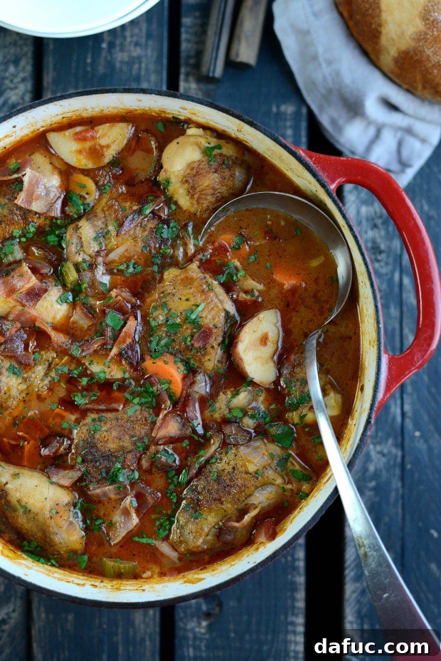 Slow-Simmered Chicken Stew 30 A close-up of the delicious braised chicken stew in a bowl