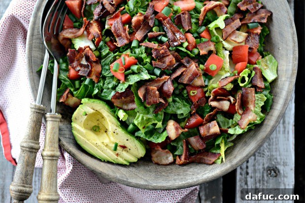 Delicious BLAT Salad with Crispy Bacon, Fresh Lettuce, Avocado, and Juicy Tomatoes